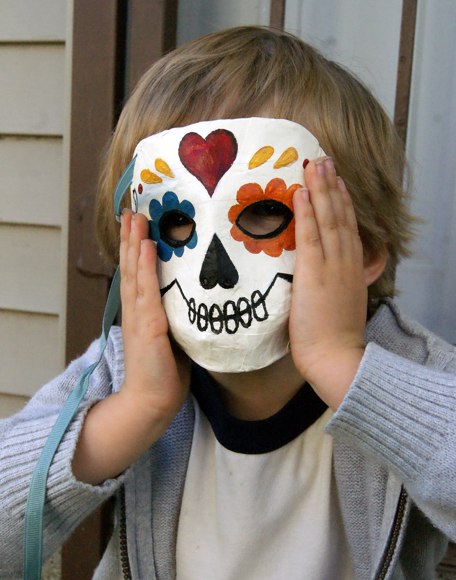 papier-mache sugar skull mask
